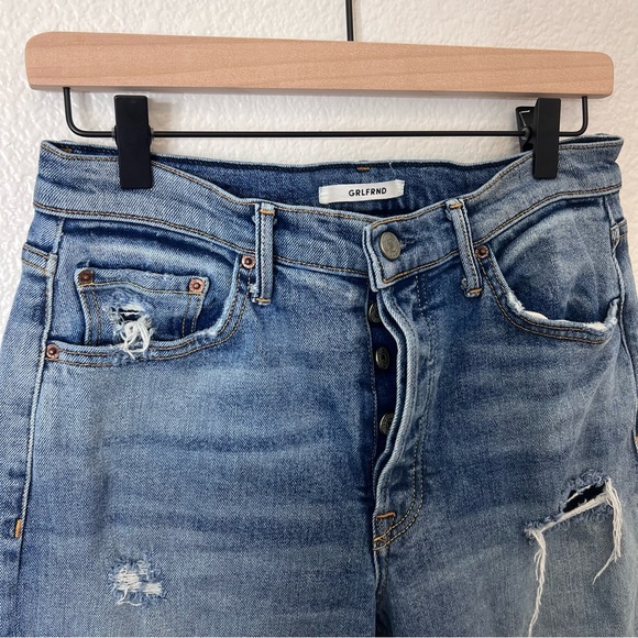 GRLFRND Helena Distressed Straight Leg Crop Cutoff Jeans 27 - Picture 3 of 8